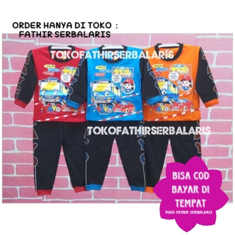 STELAN BAJU TIDUR PIYAMA PANJANG ANAK GAMBAR TAYO / PIYAMA ANAK TAYO