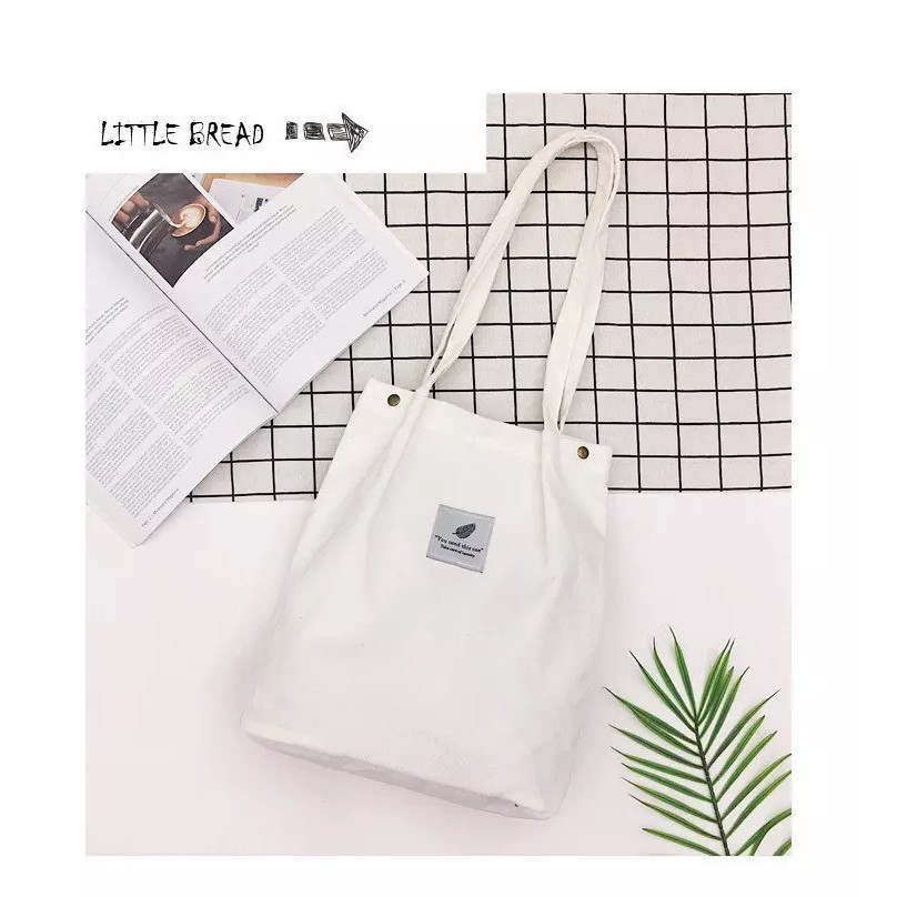 ☀ INDOLAND ☀ W056 Tas Tote Bag Corduroy Korea Totebag Canvas Selempang Slempang Kanvas Kuliah Import