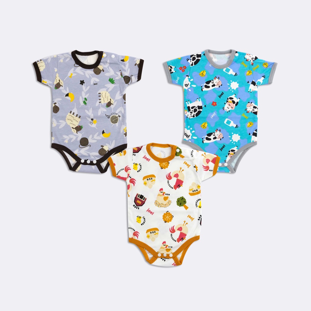 SNI Jumper bayi Joel Bodysuit baby newborn 0-6 bulan kaos bayi motif unisex kaos bayi katun jumsuit bayi atasan bayi topi kupluk sarung tangan kaki bayi baru lahir