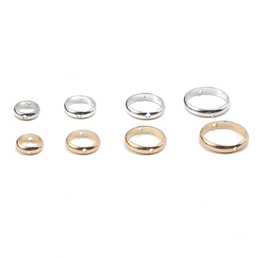 10pcs Manik-Manik Spacer Lubang Ganda Ukuran 6/8/10/12mm Untuk Membuat Perhiasan Gelang Diy