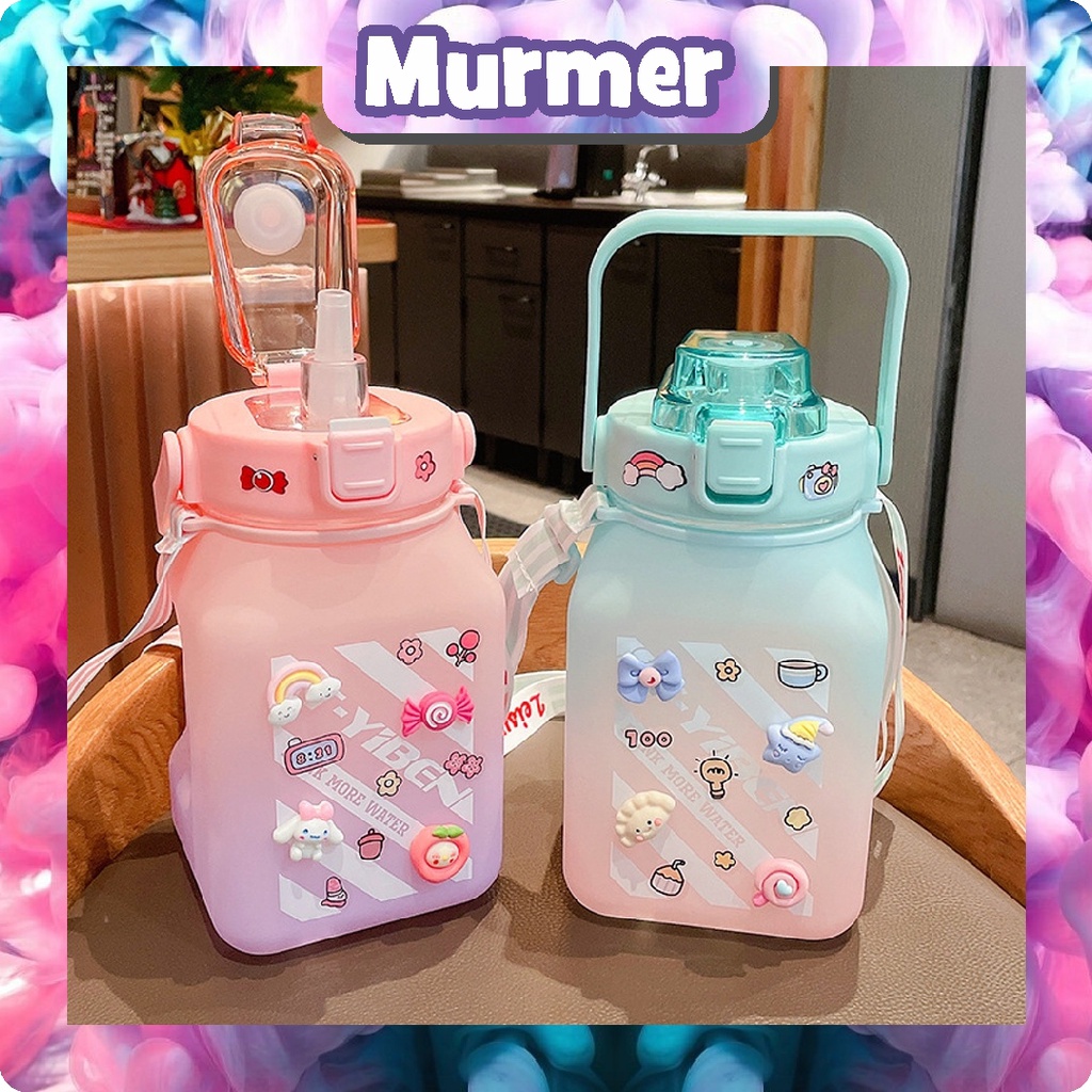 MurmerOfficial Botol Gemoy Kotak Gradasi Viral 1300 ML Free Stiker Random dan TALI R745