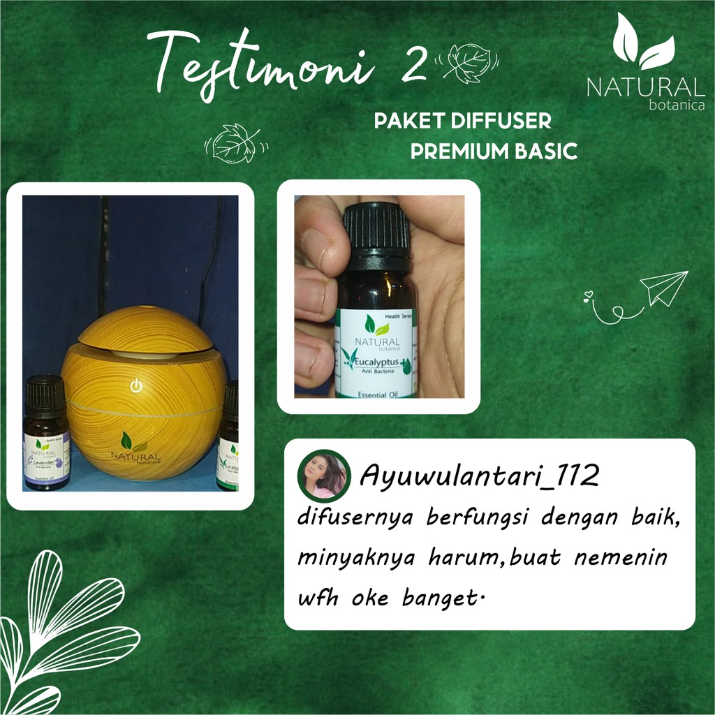 Natural Botanica Paket Lengkap Diffuser Humidifier Premium Basic Therapeutic Natural Essential Oil Parcel Hadiah Gift Hampers Ramadan Idul Fitri