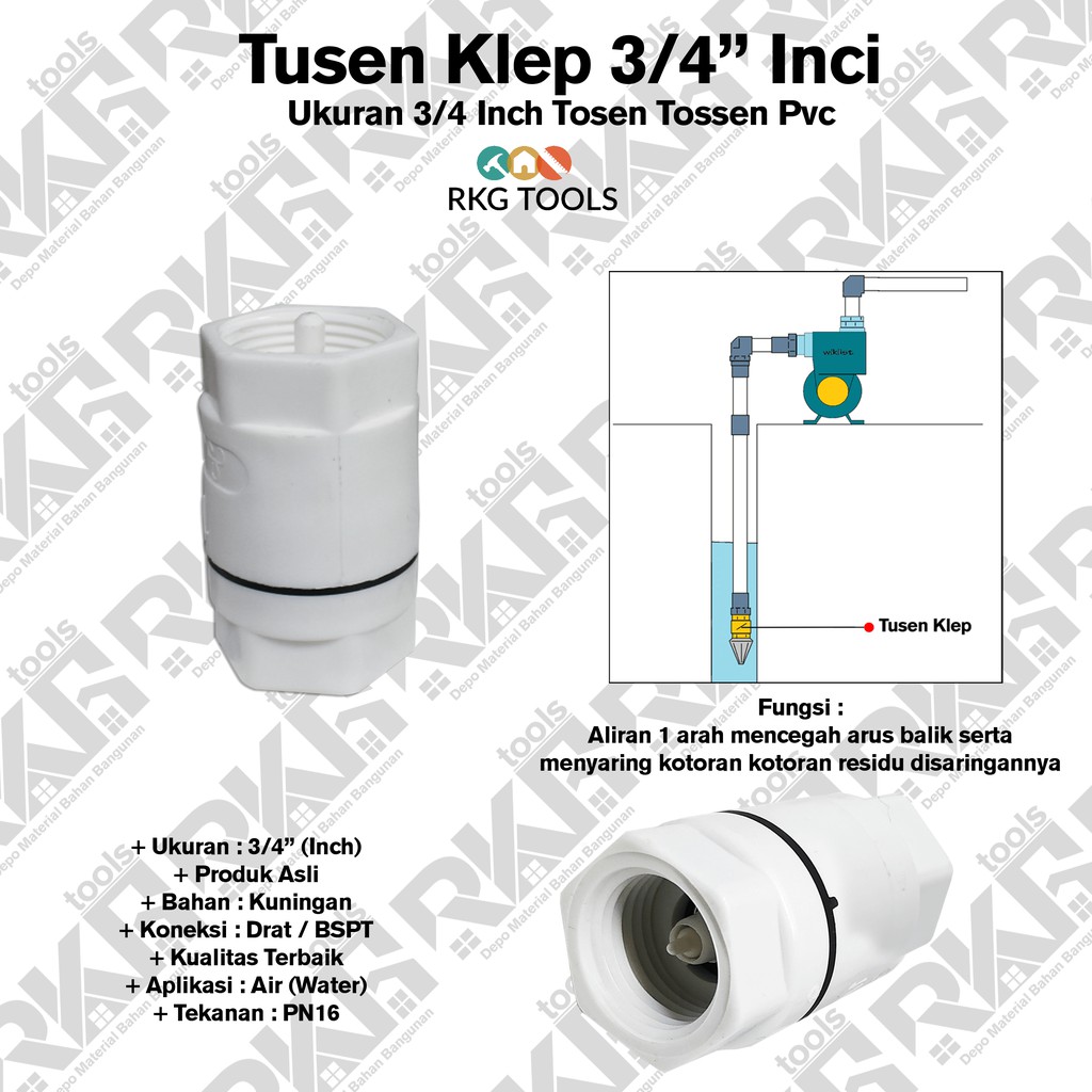 Tusen Klep 3/4&quot; Inci Inch Tosen Tossen Pvc