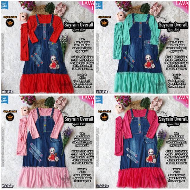 Sayrain Overall dress denim anak lol led 6 7 8 9 10 11 tahun kids overall