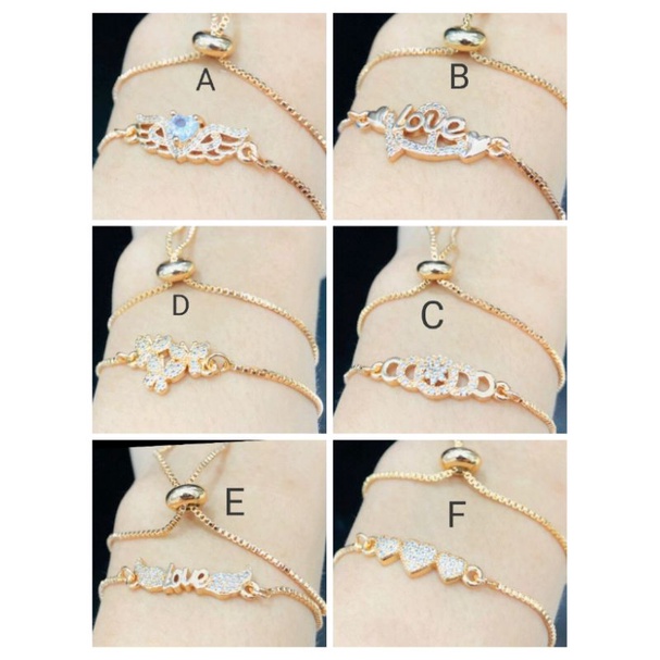 Ramk02. Gelang tali serut xuping wanita lapis emas dgn mata zircon ukuran flexibel