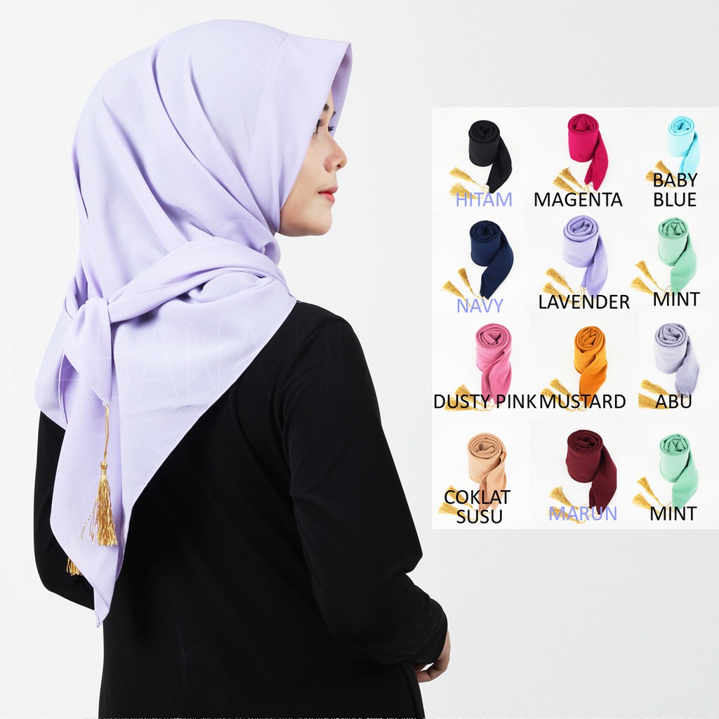 Hijab Instan Square Instan Azara Tassel Jilbab Instan Segiempat Segitiga Instan