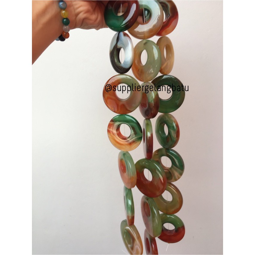 Batu alam cincin donat MANAU GINGGA 6 x 6cm kalung liontin bandul akik aksesoris beads supplier