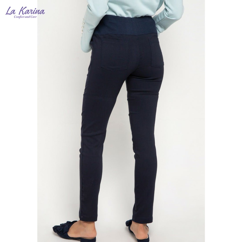 LA KARINA Celana Hamil Monocrom dengan Karet Elastis &amp; Adjustable, Olive O-0801 - Warna : Navy