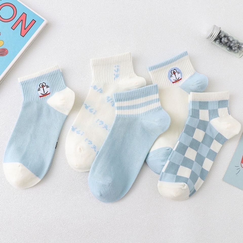 KAOS KAKI KARAKTER HELLO KITTY DORAEMON PINK BLUE SOCKS (KIM)