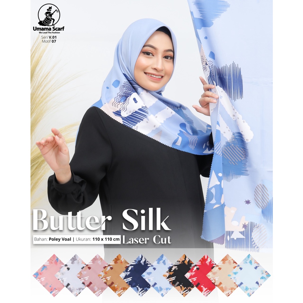 Segiempat Motif Hijab SILK OLIVIA MOTIF UMAMA 110x110 Butter Silk Velvet Motif-Design 7 Butter