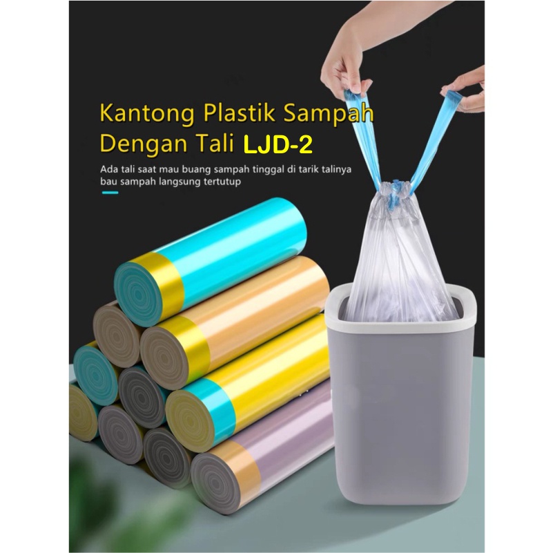 Trash Bag Kantong Sampah Serbaguna Termurah Isi 5 PCS LJD-2 Kantong Plastik Sampah Roll Dengan Tali -Wonderdekorasi