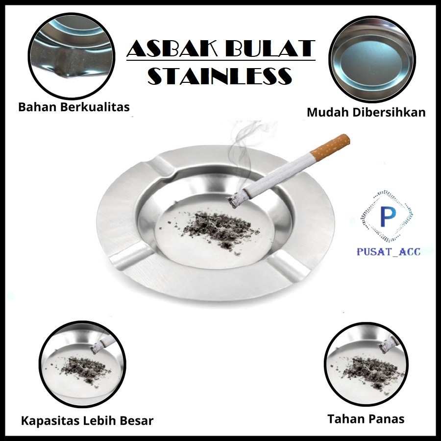 AR30 - Piring Asbak asap Stainless Bulat Murah 12 cm