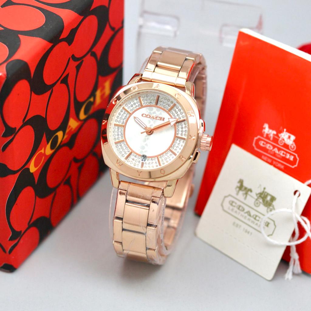 Jam Tangan Wanita Coach Y21005K Tali Rantai/Kulit Tanggal Aktif Free Box Exclusive Paperbag &amp; Baterai