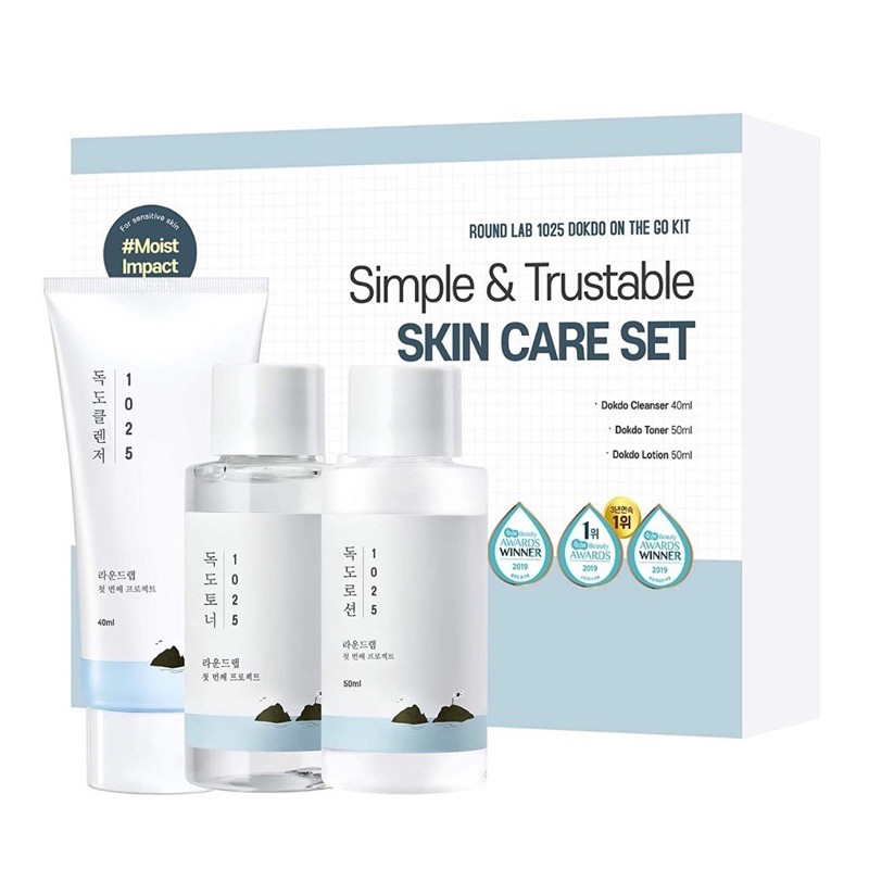 ROUND LAB 1025 DOKDO SERIES ON THE GO KIT / TRAVEL SIZE - CLEANSER | TONER | LOTION