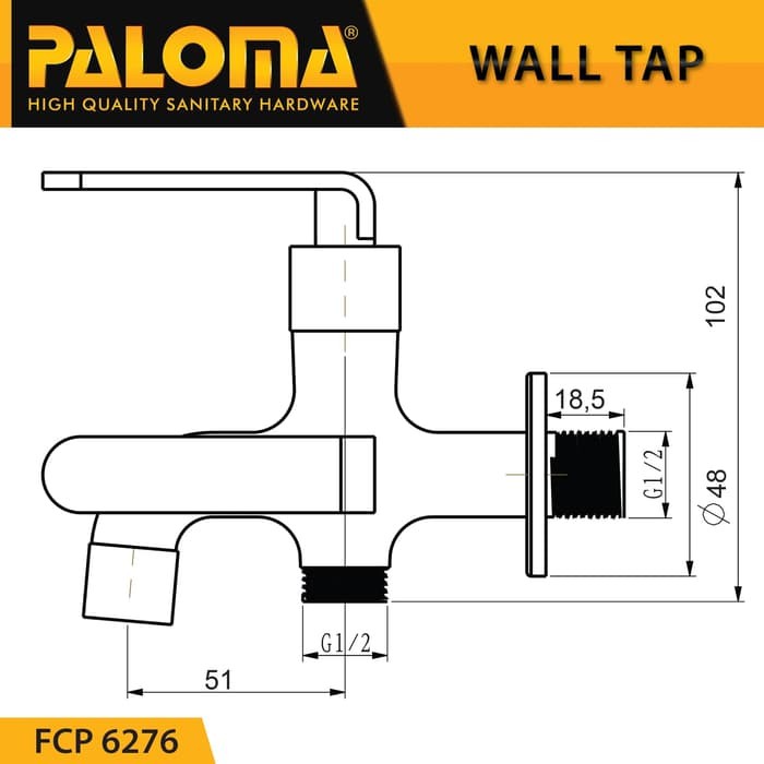 PALOMA FCP 6276 SSP 2302 Paket Keran Cabang Shower Set Mandi Tembok