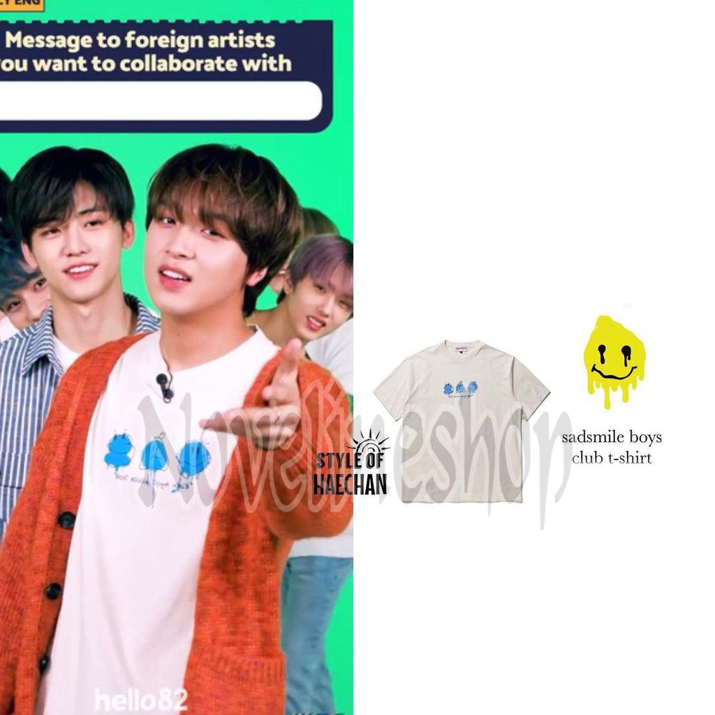 KAOS NCT KPOP HAECHAN OUTFIT SAD SMILE 3 CHARACTER KOREAN COTTON COMBED 30S