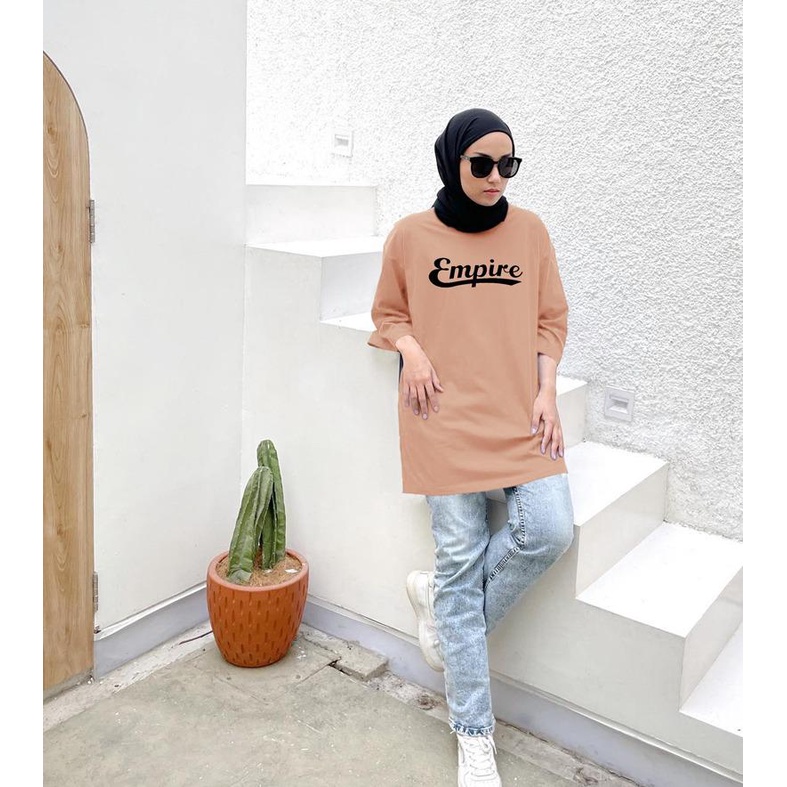 KAOS OVERSIZE TOP HIJAB WANITA BASIC EMPIRE / OVERSIZE SLIT BLOUSE