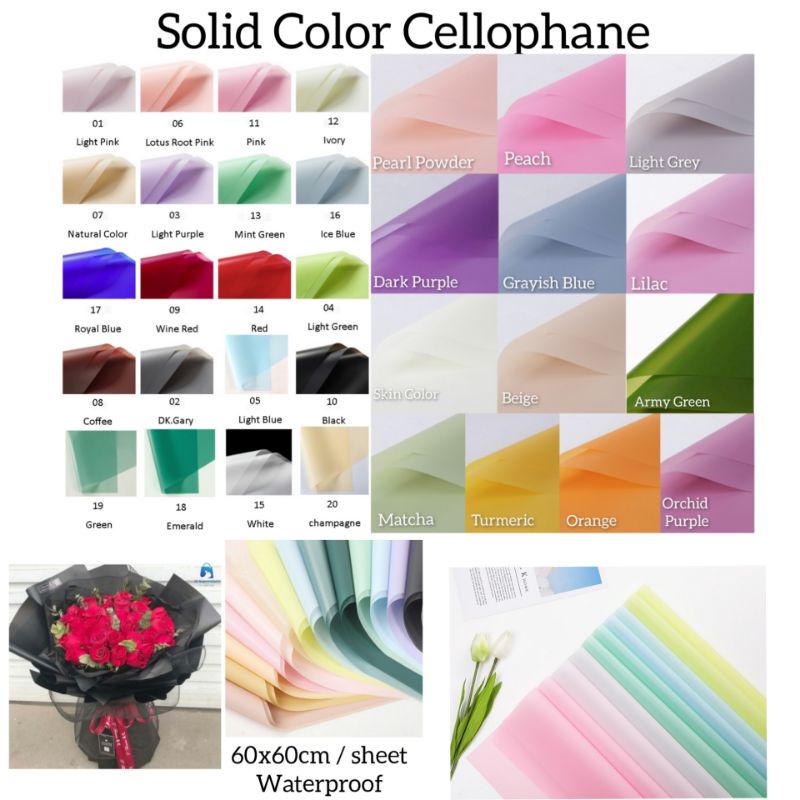 

[20 LEMBAR] Flower Wrapping Paper Polos Cellophane Kertas Bunga