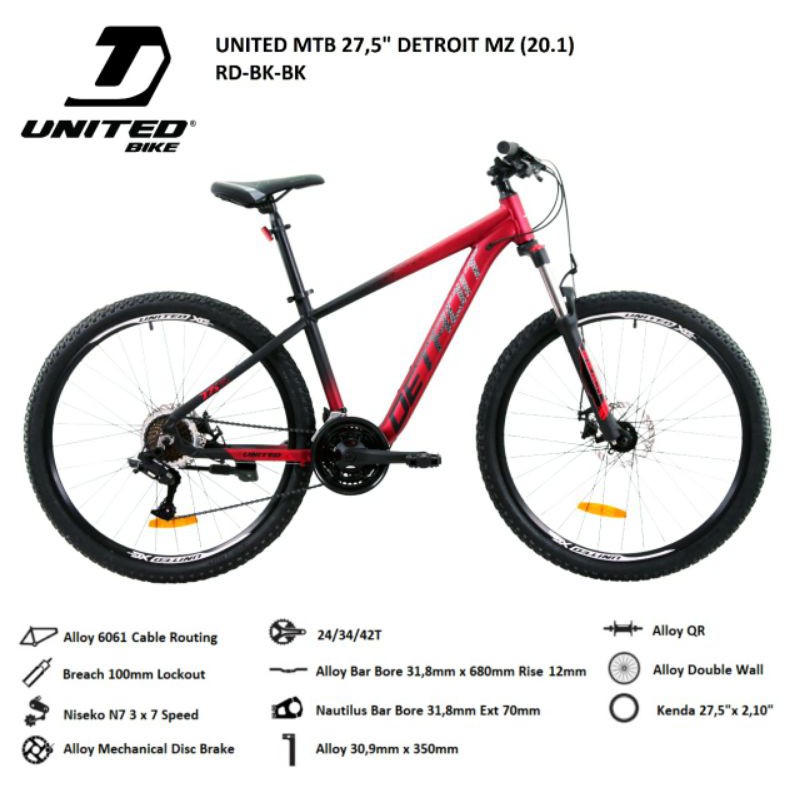 Sepeda MTB 27.5 inch Merk United Detroit MZ
