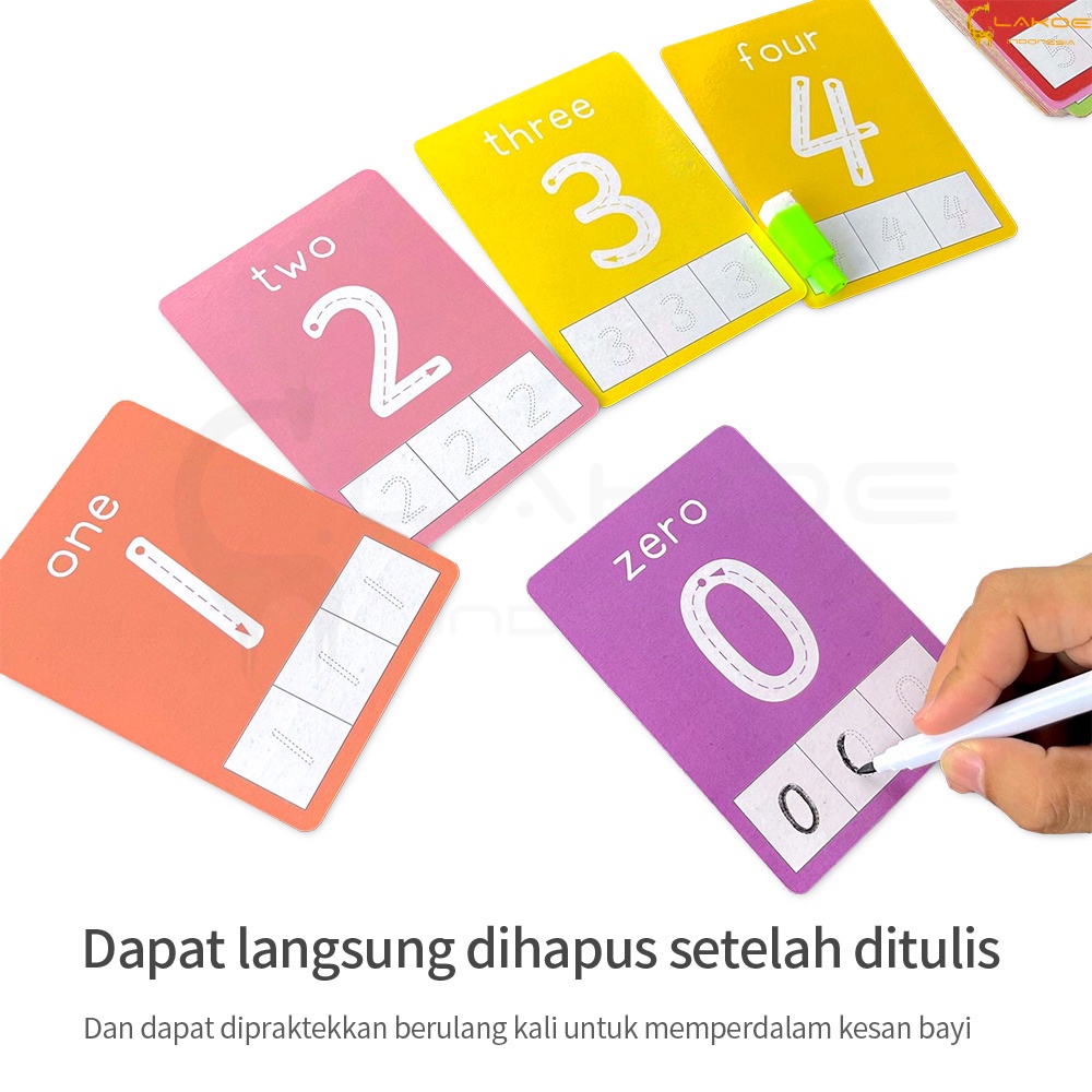 Mainan kartu pintar anak dapat ditulis ulang Flash card anak dengan pena