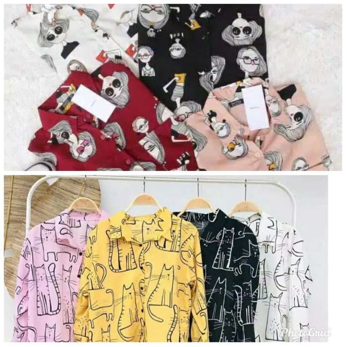 Ds51C1 Baju Atasan Kemeja Wanita Motif Lucu Kualitas Premiun - Coksu Gaul, L Fe5E2D