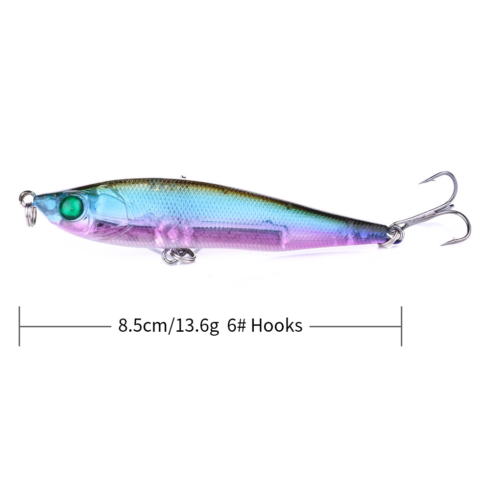 Hengjia 8PCS / Set Umpan Pancing Ikan Minnow Imitasi 85mm / 13.6g