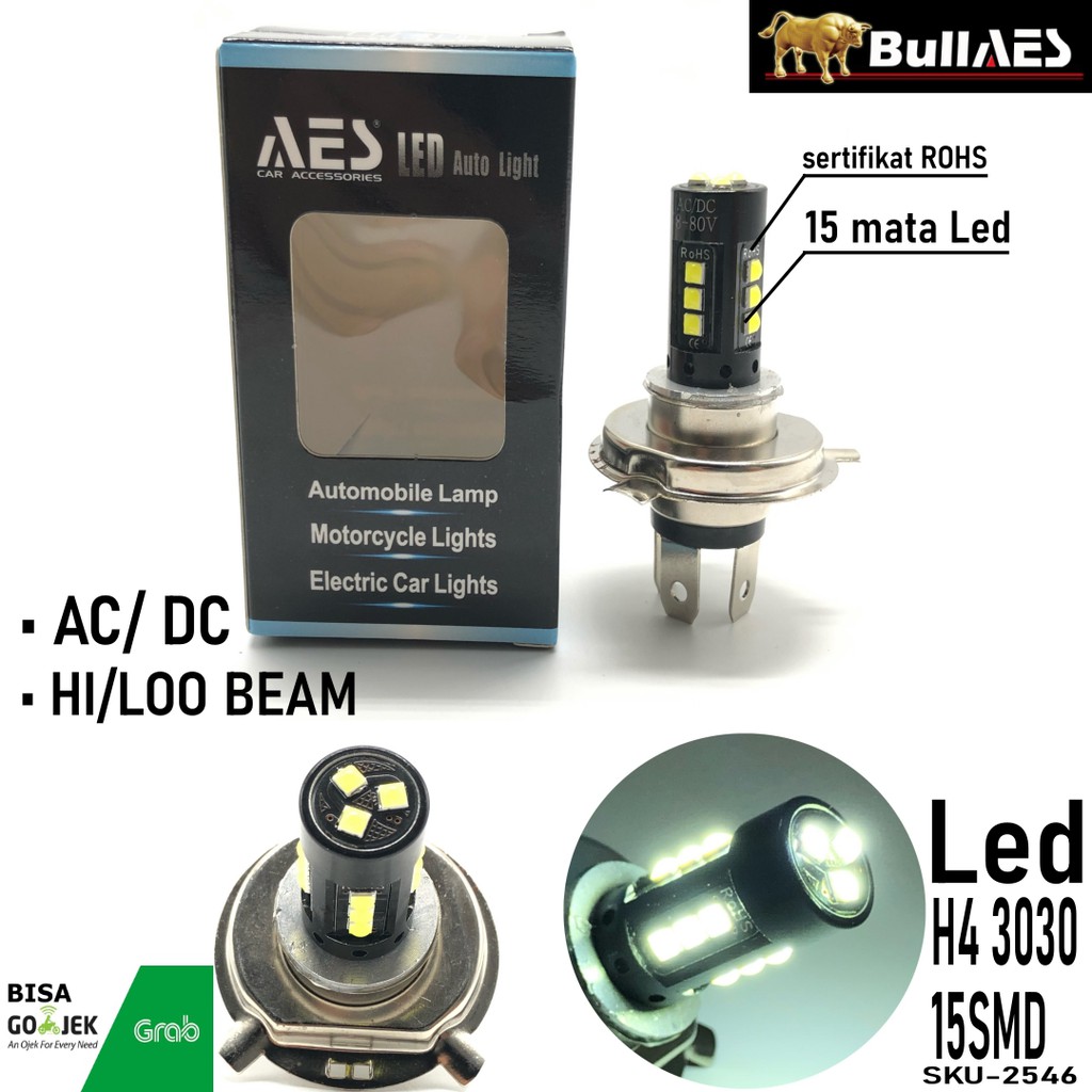 BOHLAM LED H4 15 MATA LED 3030 SMD 15 MATA LED I BOHLAM H4 LED I BULB LED H4 I Lampu Depan H4 S2546