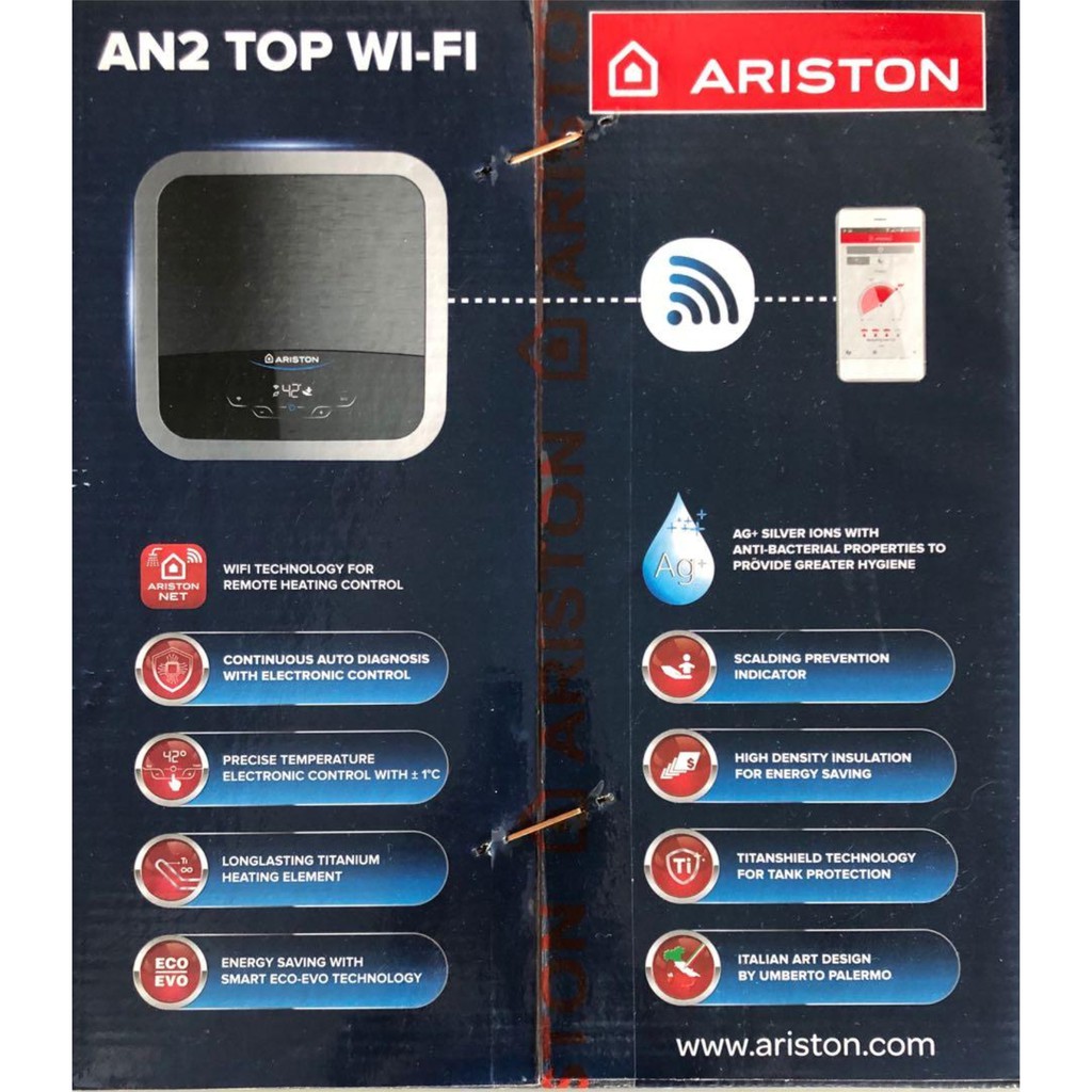 Ariston Andris 2 AN2 TOP Wifi 30 liter 500 watt Water Heater Pemanas Air Hangat Mandi