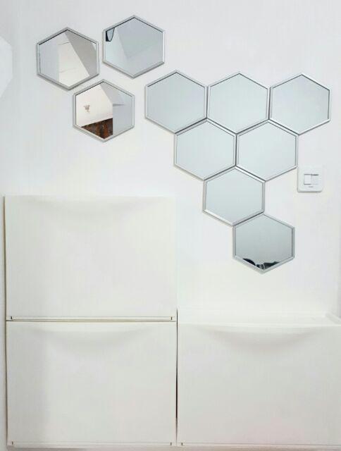 Hexagonal Mirror Silver 10pcs