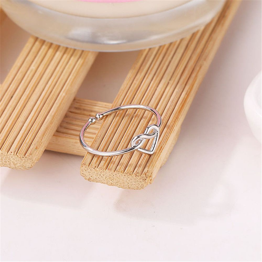 ROW Temperament Knot Gift Thin Ring Wedding Party Accessories Index Finger Jewelry Korean Alloy Love Heart/Multicolor