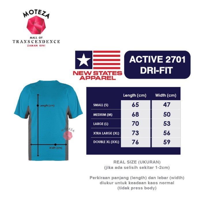 Kaos Polos Olahraga Sport Jersey - NSA Dri-Fit Active 2701 - XXL - GROSIR