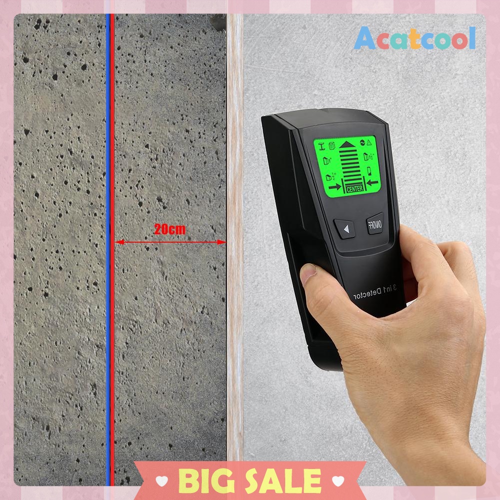 Metal Finder Wood Studs Detector AC Voltage Live Wire Detect Wall Scanner