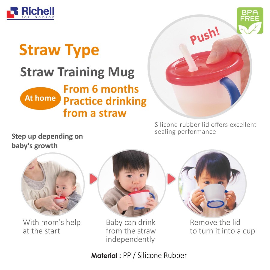 Richell straw training mug