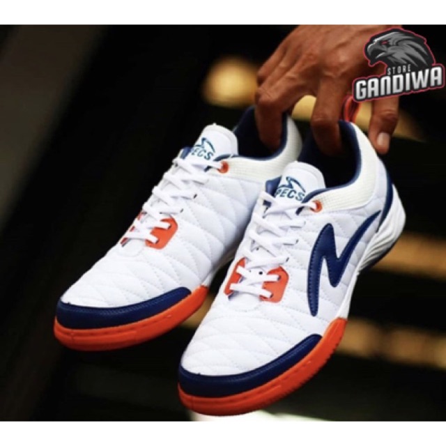 Sepatu Futsal Specs Metasala Nativ In-White/Blue/Black Gold/Black Orange