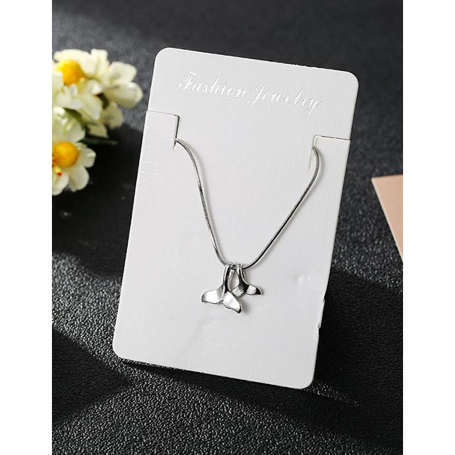 LRC Kalung Fashion Silver Geometric Zircon Necklace D32574