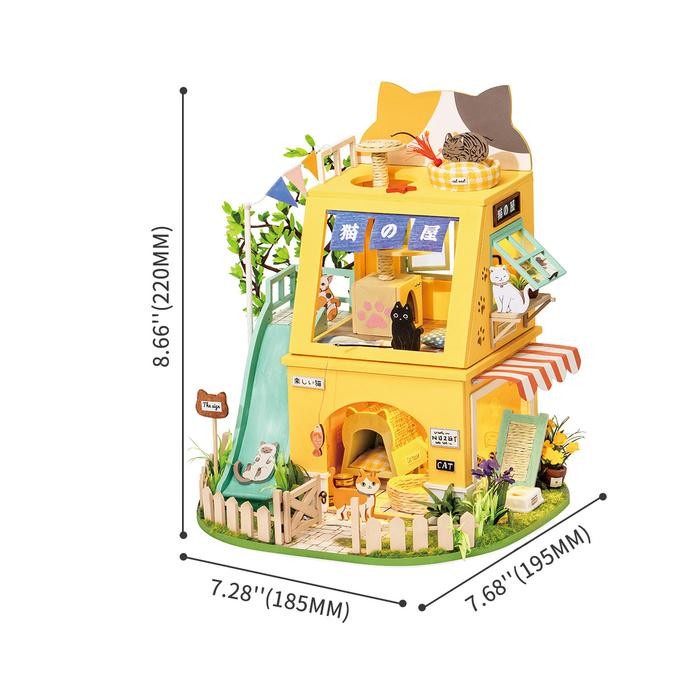 ROLIFE Robotime Cat House DG149 DIY Miniature Wooden Dollhouse Perfect Gift For Your Love one