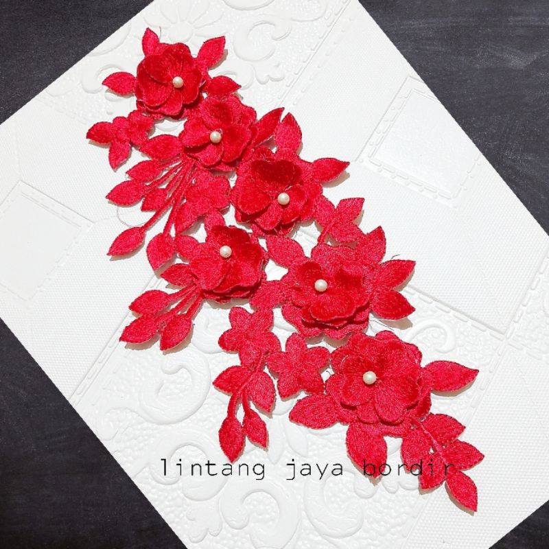 renda bordir aplikasi aksesories bunga melati tumpuk