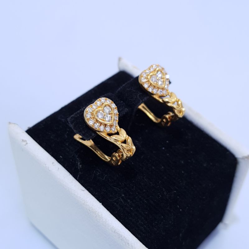 Anting emas berlian eropa asli dan natural (nj74)