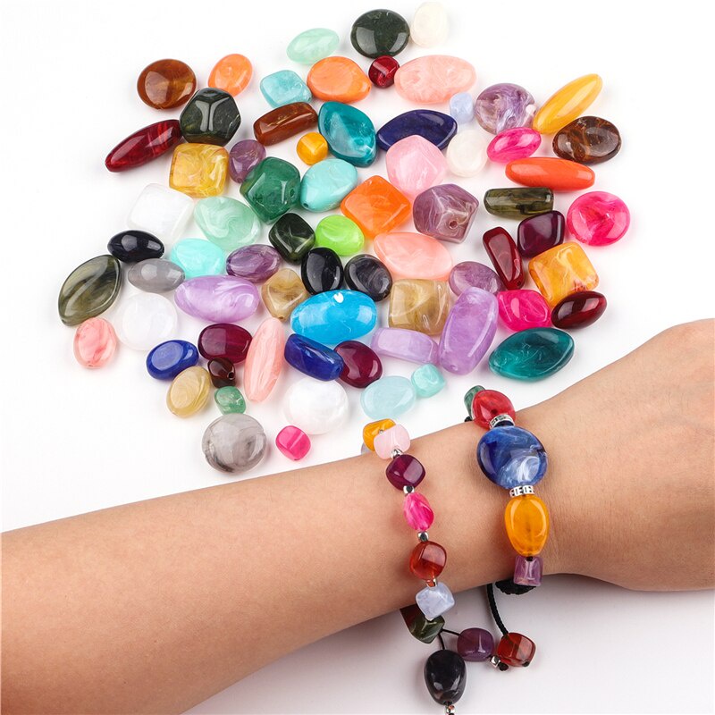10-20 Pcs/lot Campuran Bulat Oval Bentuk Geometri Plastik Akrilik Longgar Spasi Manik-manik untuk Anting-Anting Gelang Kalung DIY Membuat Perhiasan