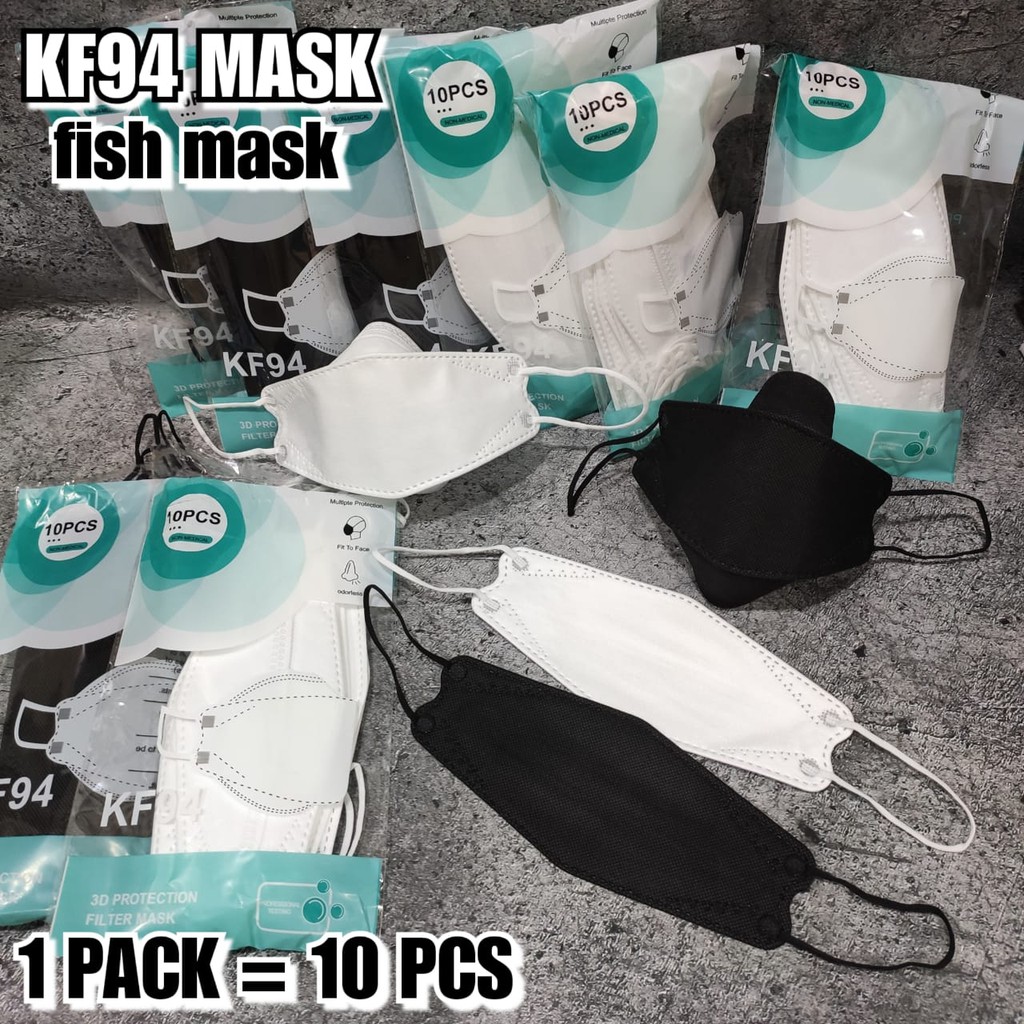 MASKER KF94 FISH MASK KOREA KF94 4PLY FACE MASK 12 WARNA &amp; MIX WARNA - 1 PACK ISI 10 PC