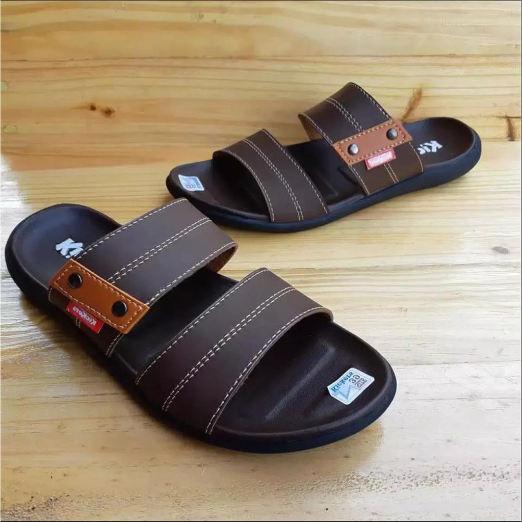 Sandal Kickers Casual Pria Sendal Pria Kickers Slop Selop Slip On Kulit Cowok Premium