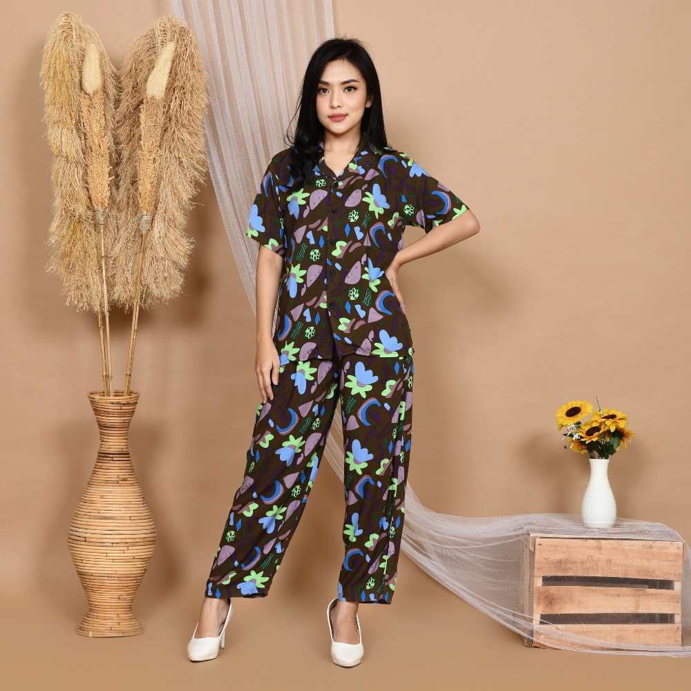 Nyenyak Piyama Rayon Dewasa size L ( CPL ) / Setelan Celana Panjang Wanita