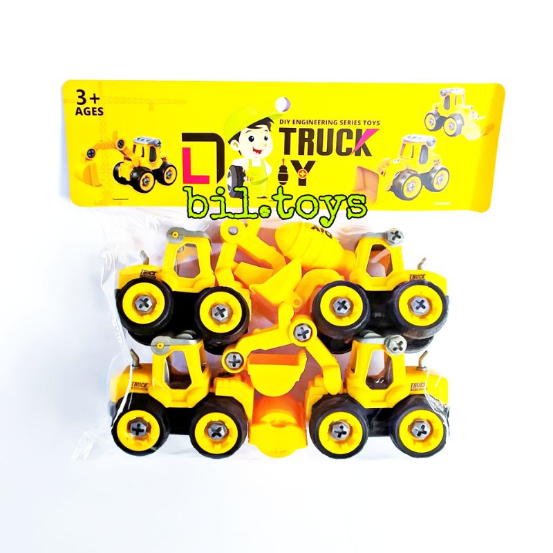 Mainan Anak DIY Assemble Truck Car Mobil Truk Rakit Konstruksi 4pcs