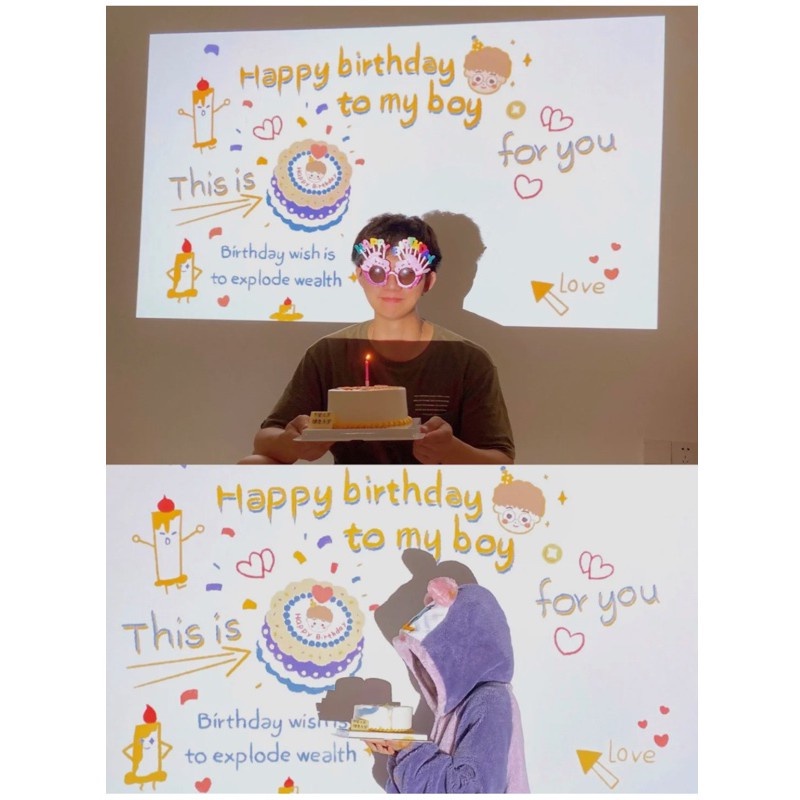 Happy birthday Projector Photo proyektor mini ulang tahun Pengakuan Kreatif Anak-anak techn huite