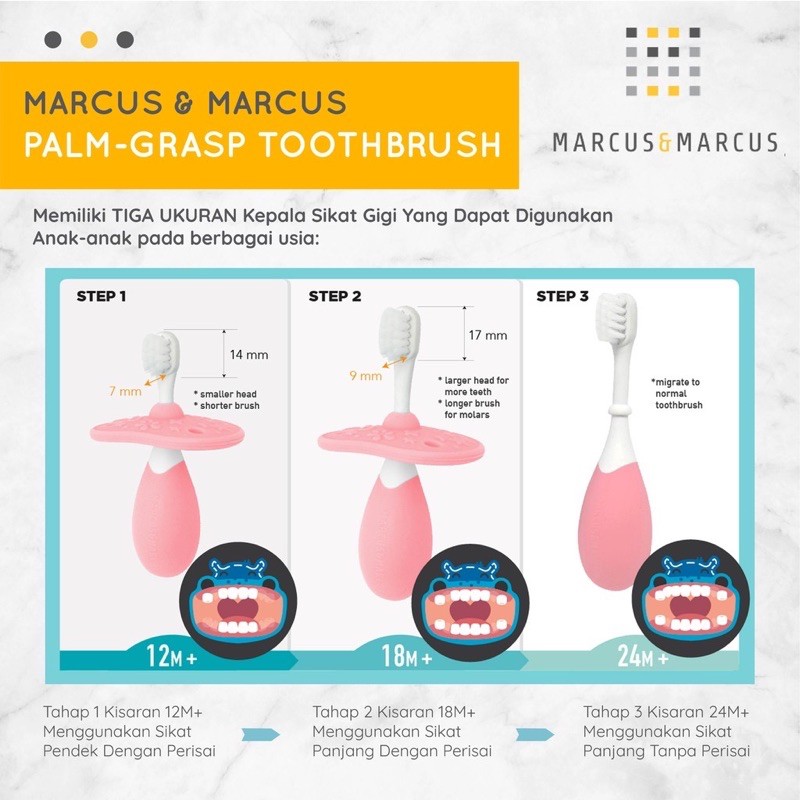 Marcus &amp; Marcus Palm Grasp Toddler Training Toothbrush - Sikat Gigi Bayi