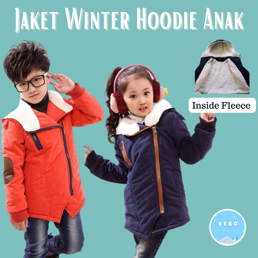 Jaket tebal bulu anak musim dingin winter unisex hoodie jacket kids