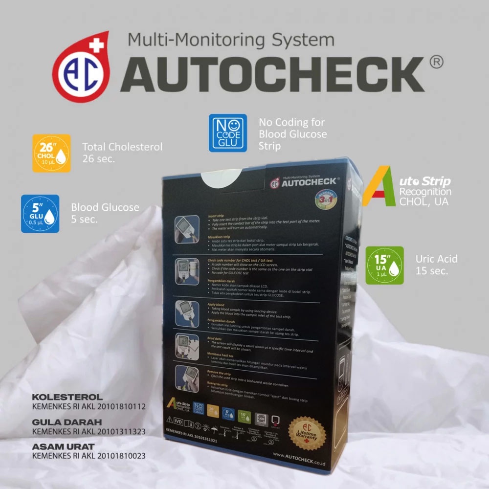 AUTOCHECK GCU 3 In 1 Alat Cek Kadar Gula, Kolesterol, Asam Urat - AAT