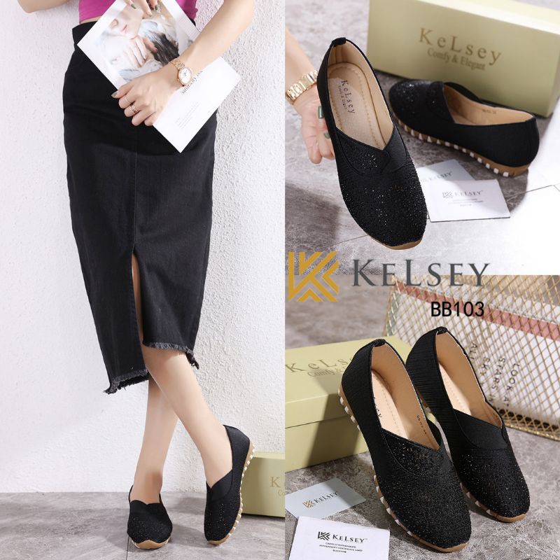 (Gratis Sandal Random) Sepatu Flat Shoes Women Kelsey BB103