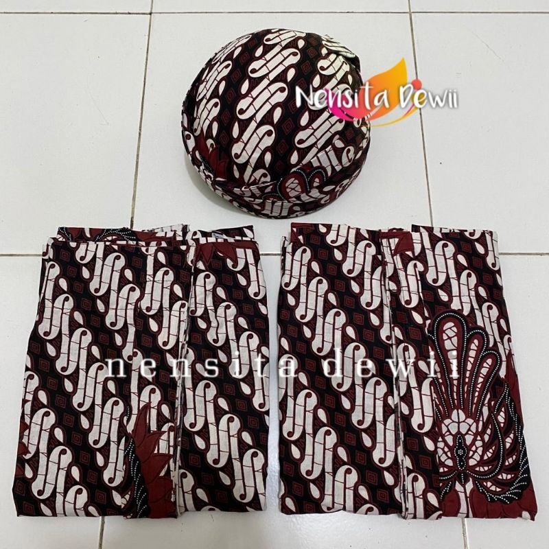 Set Jarik Instan + Blangkon Solo / Parang Garuda, Cokelat