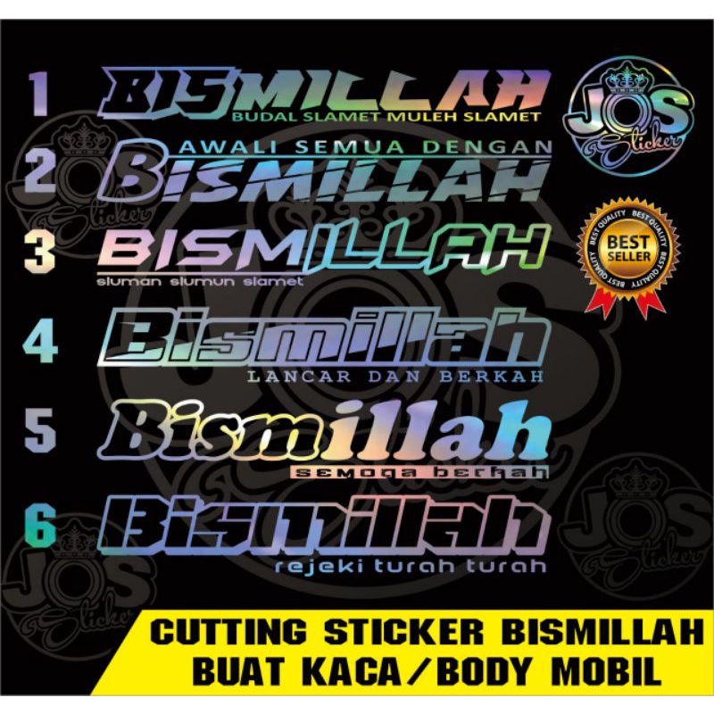 TERMURAH CUTTING STICKER KACA DEPAN MOBI "BISMILAH"